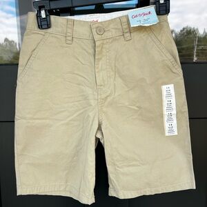 Cat & Jack Kids 14 Slim Khaki Flat Front Adjustable Waist Shorts- NWT